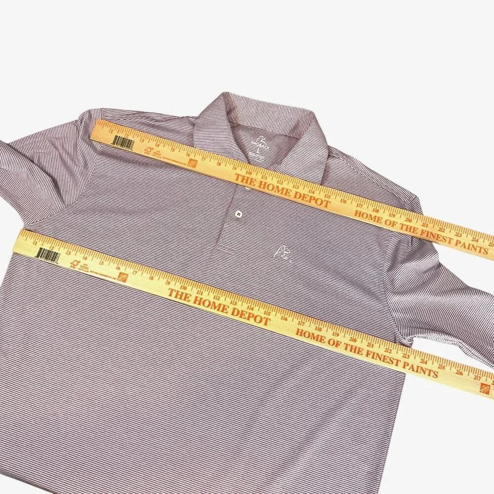 Rhoback The Whaler Performance Polo Purple Heather Stripe Men's L Long Sleeve - Picture 8 of 11